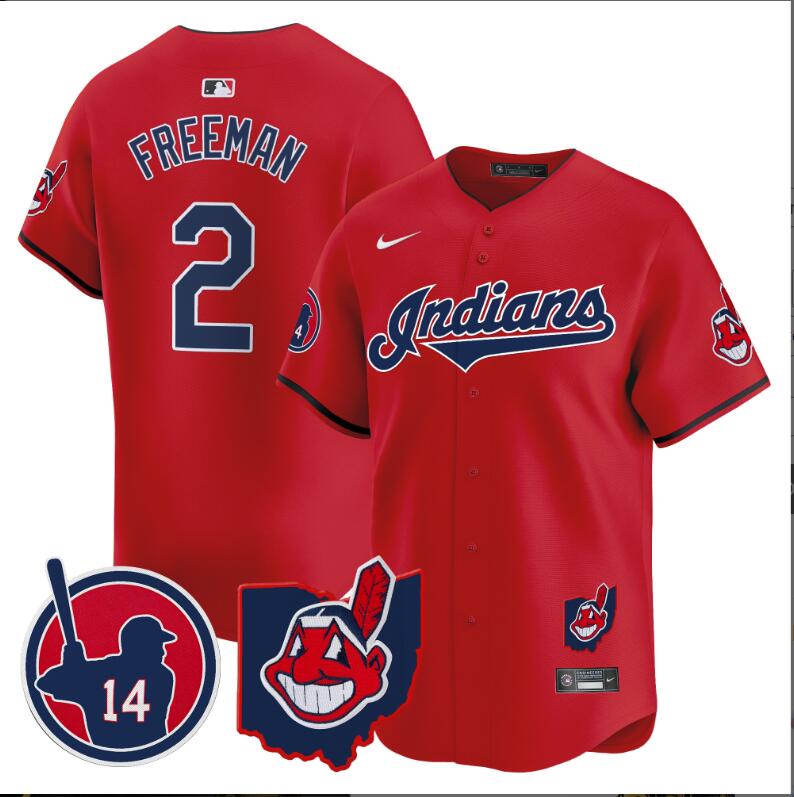 Men Cleveland Indians 2 Freeman red Vapor Limited 2024 Nike MLB Jersey